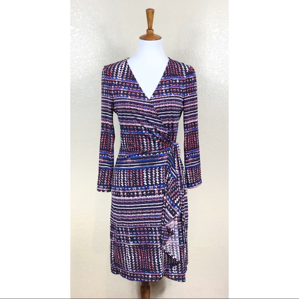 BCBGMaxAzria Adele Basketweave Print Wrap Dress Size Medium